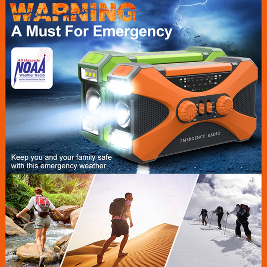 Emergency Radio/Flashlight with Solar/USB/Crank Charging