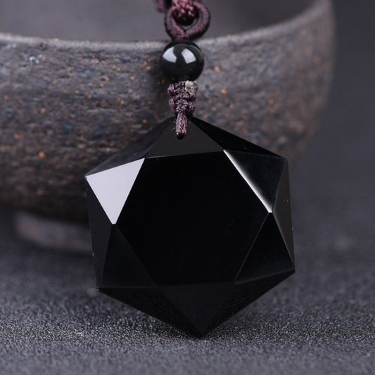 Obsidian Pendant Six-pointed Star