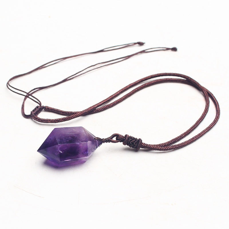 Natural Amethyst Hexahedron Pendant