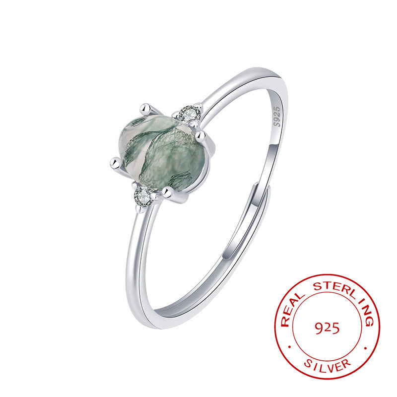 Silver Green Moss Ring 925