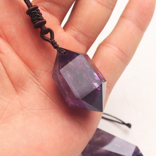 Natural Amethyst Hexahedron Pendant