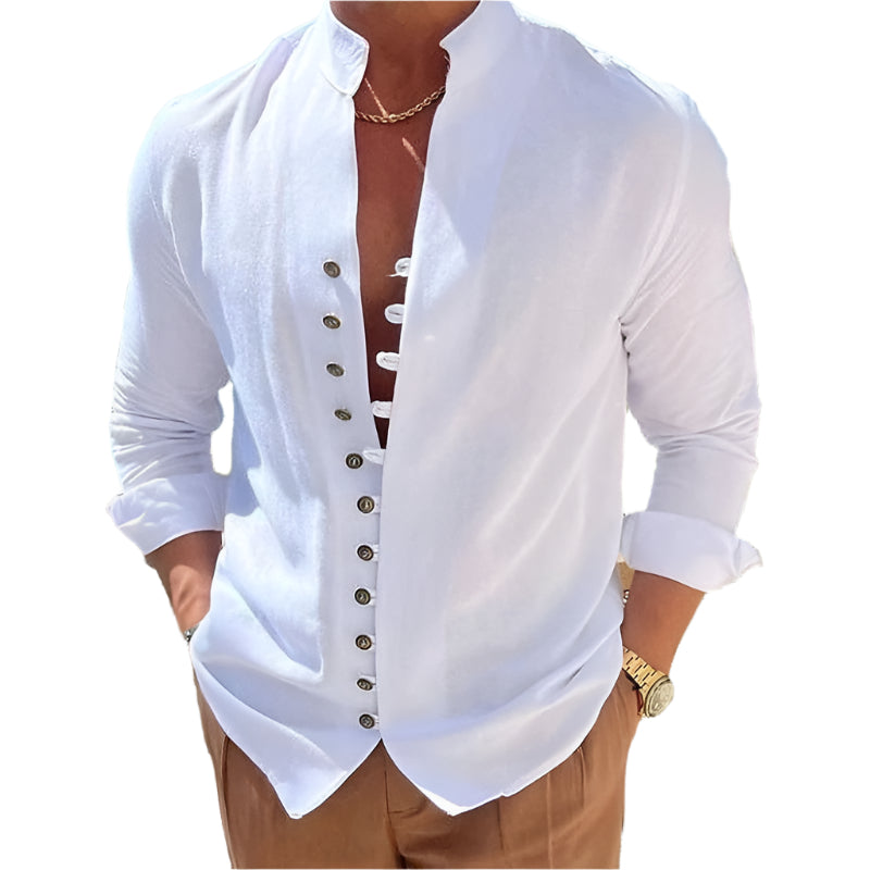 Chic Button Design Long-sleeved Men's Shirt