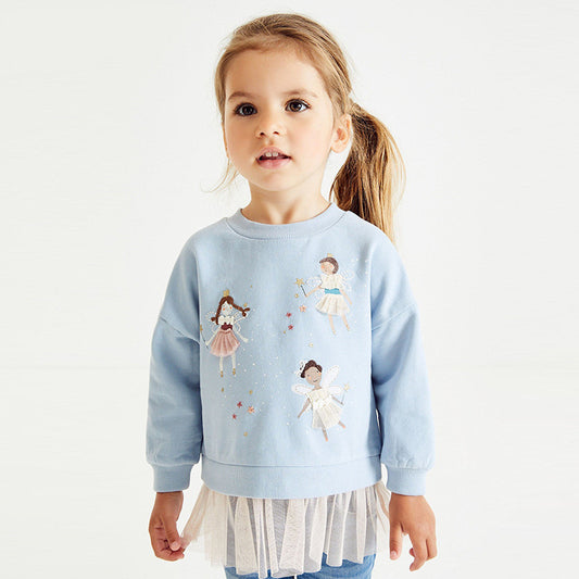 Girl's Cotton Sky Blue Pullover