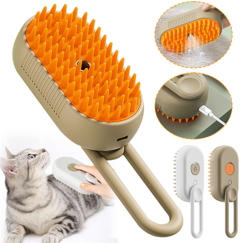 Pet Steam Brush 3-in-1 Grooming and Massage