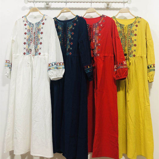 Heavy Cotton Embroidered Boho Style Dress