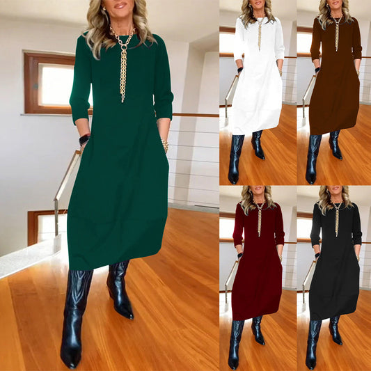 Warm Loose Round-neck Dress