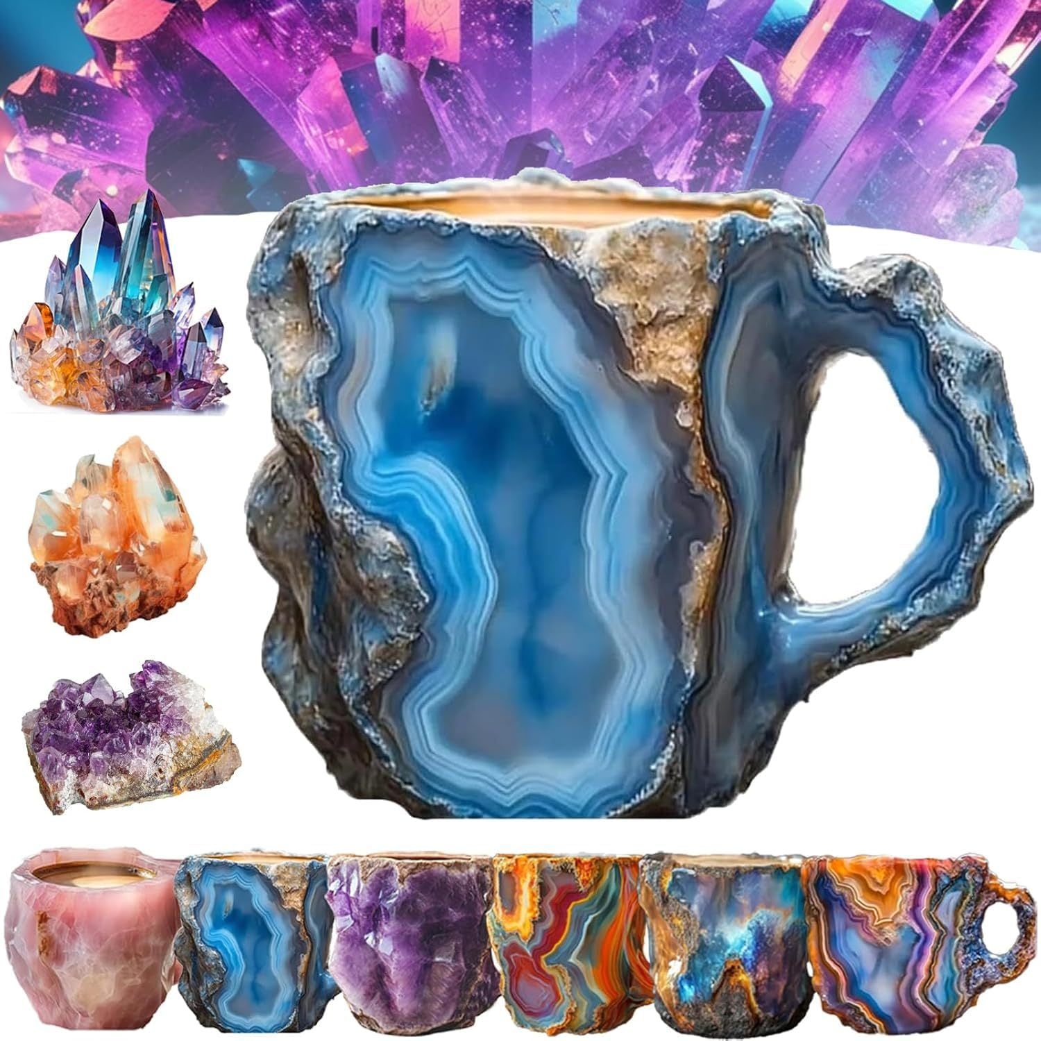 Resin Mineral Crystal Coffee Mugs 400ml