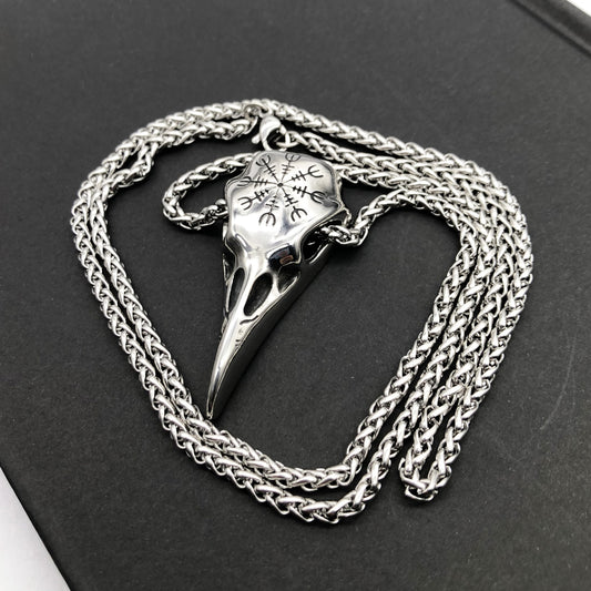 Mens Vintage Viking Eagle Skull Pendant